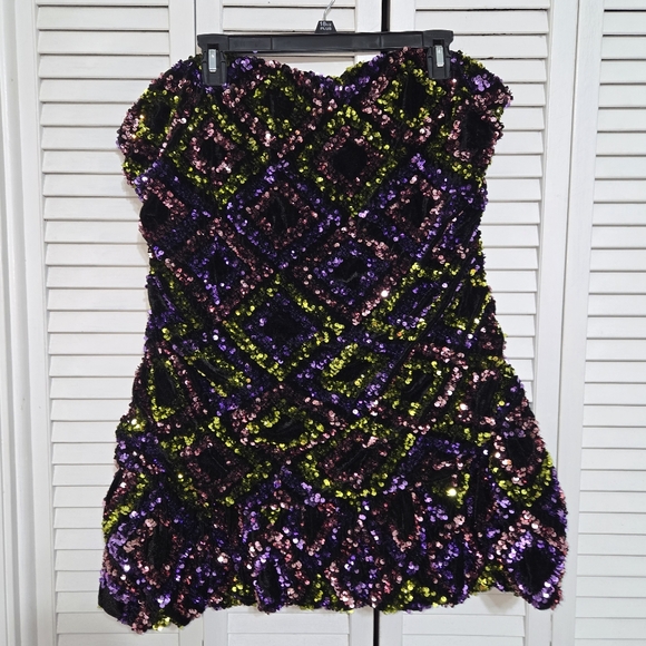 Fashion Nova Women's 2X Cleo Sequin Bubble Mini Dress - Picture 3 of 11